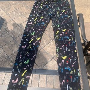 Lularoe OS High Heels Stilettos Black Multicolored One Size Leggings RARE 👠
